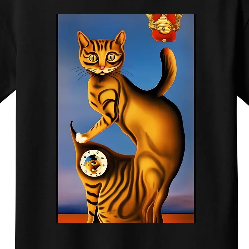 Cat Lover Salvador Dali Style Painting Kids T-Shirt