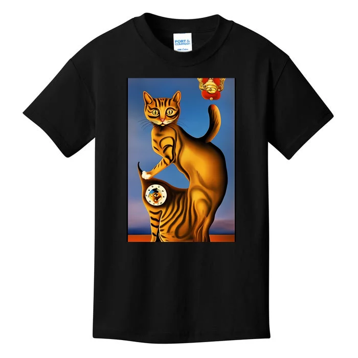 Cat Lover Salvador Dali Style Painting Kids T-Shirt