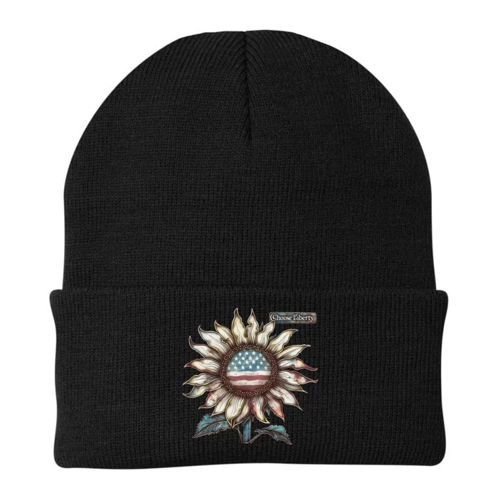 Choose Liberty Sunflower Patriotic Americana Freedom For All Knit Cap Winter Beanie