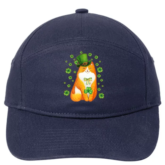 Cute Lucky St PatrickS Day Orange Tabby Cat 7-Panel Snapback Hat