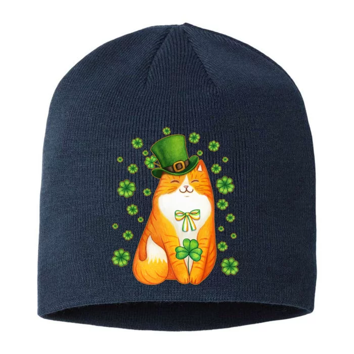 Cute Lucky St PatrickS Day Orange Tabby Cat 8 1/2in Sustainable Knit Beanie