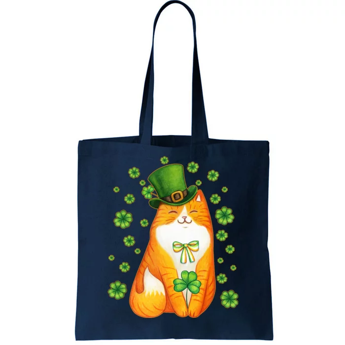 Cute Lucky St PatrickS Day Orange Tabby Cat Tote Bag