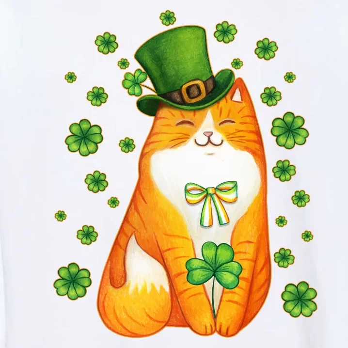 Cute Lucky St PatrickS Day Orange Tabby Cat Garment-Dyed Sweatshirt