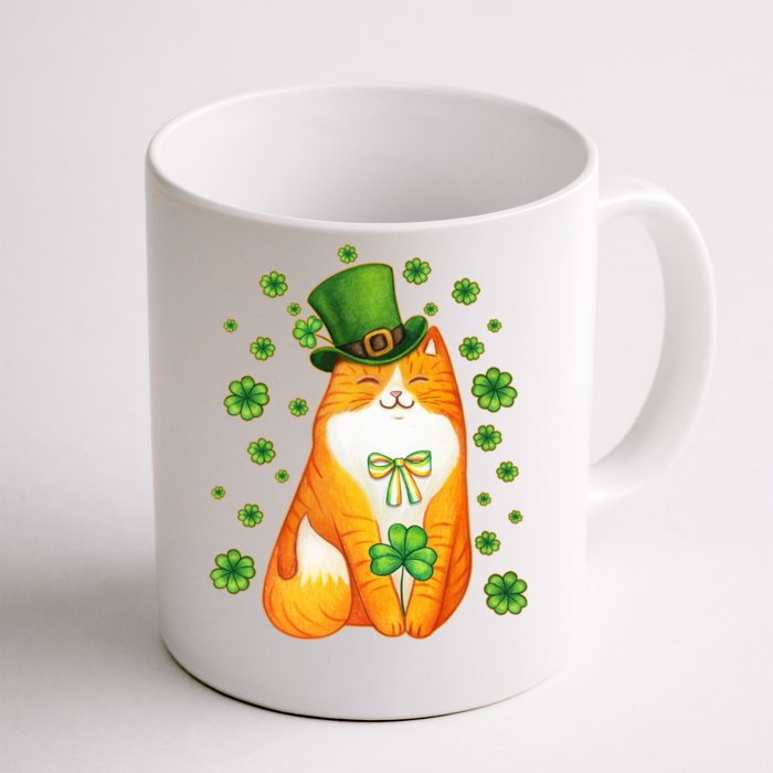 Cute Lucky St PatrickS Day Orange Tabby Cat Front & Back Coffee Mug