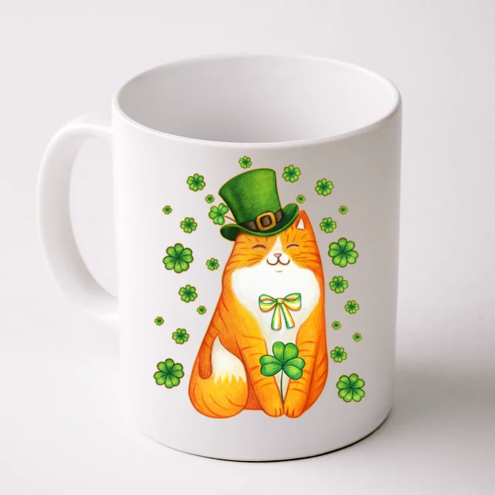 Cute Lucky St PatrickS Day Orange Tabby Cat Front & Back Coffee Mug