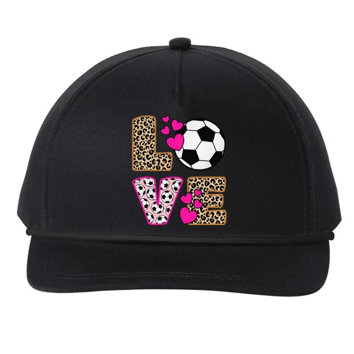 Cute Love Soccer Leopard Print Women Girl Soccer Snapback Five-Panel Rope Hat