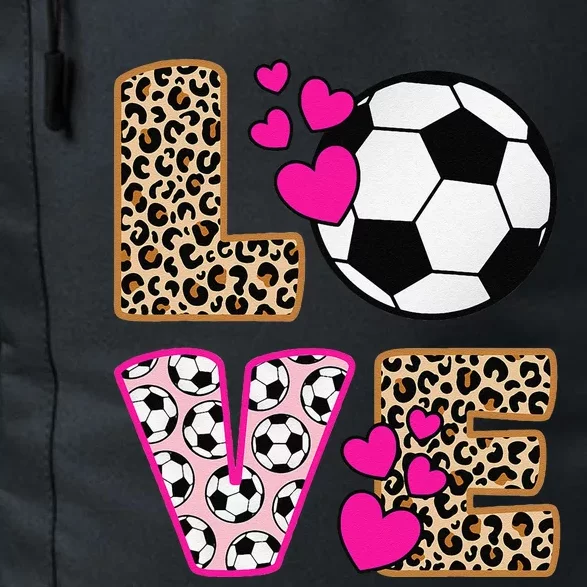 Cute Love Soccer Leopard Print Women Girl Soccer Daily Commute Backpack