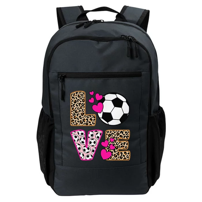 Cute Love Soccer Leopard Print Women Girl Soccer Daily Commute Backpack