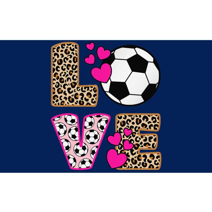 Cute Love Soccer Leopard Print Women Girl Soccer Bumper Sticker