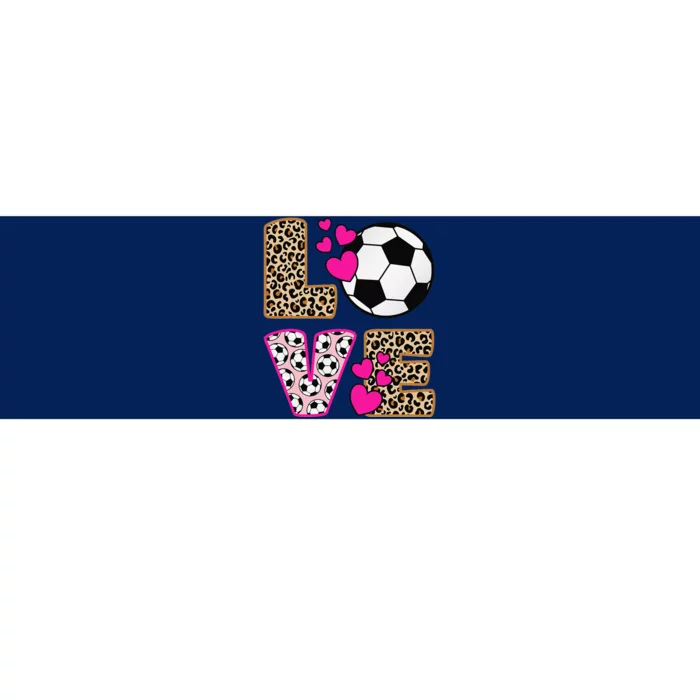 Cute Love Soccer Leopard Print Women Girl Soccer Bumper Sticker