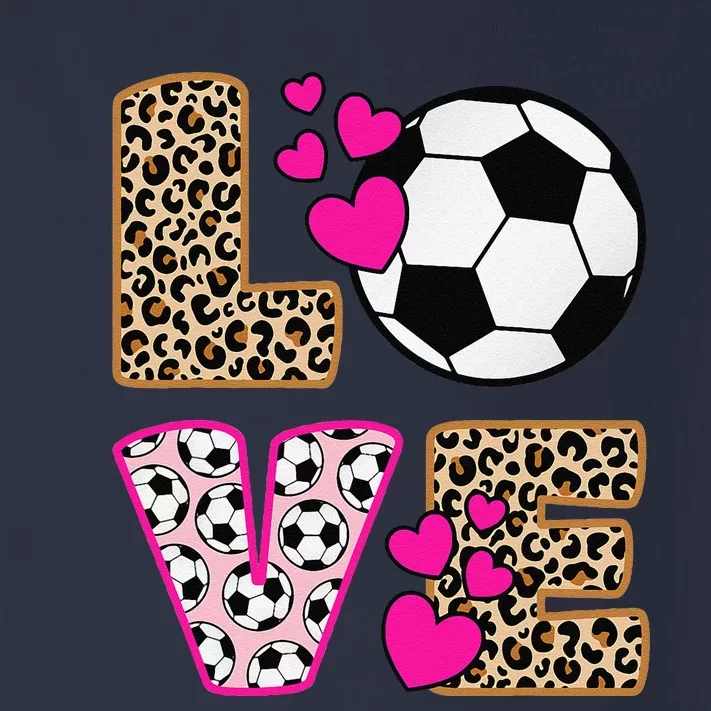 Cute Love Soccer Leopard Print Women Girl Soccer Toddler Long Sleeve Shirt