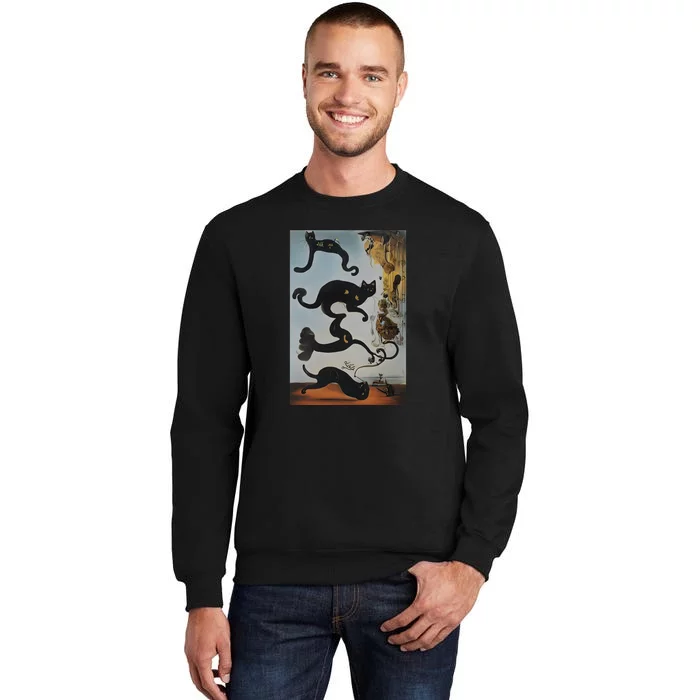 Cat Lover Salvador Dali Style Painting Tall Sweatshirt