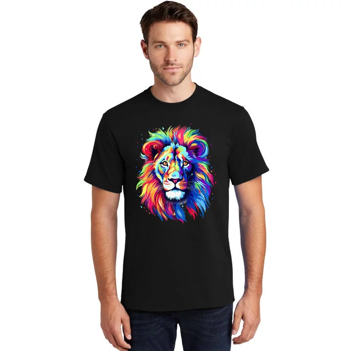 Colorful Lion Spirit Animal Multicolor Art Leo Lion Tall T-Shirt