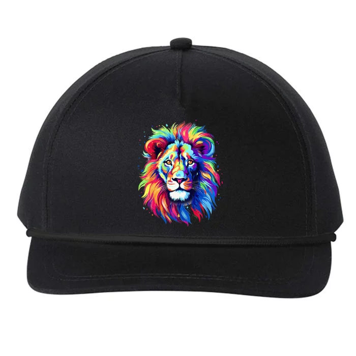 Colorful Lion Spirit Animal Multicolor Art Leo Lion Snapback Five-Panel Rope Hat