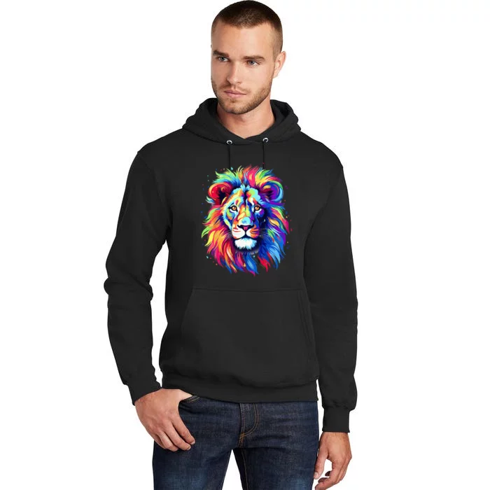 Colorful Lion Spirit Animal Multicolor Art Leo Lion Tall Hoodie