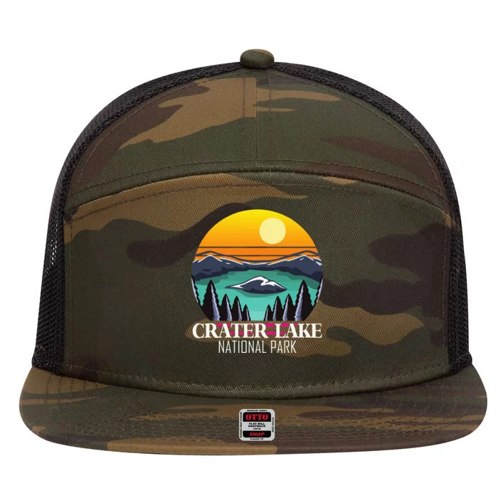 Crater Lake Souvenir National Park Hiking Nature 7 Panel Mesh Trucker Snapback Hat