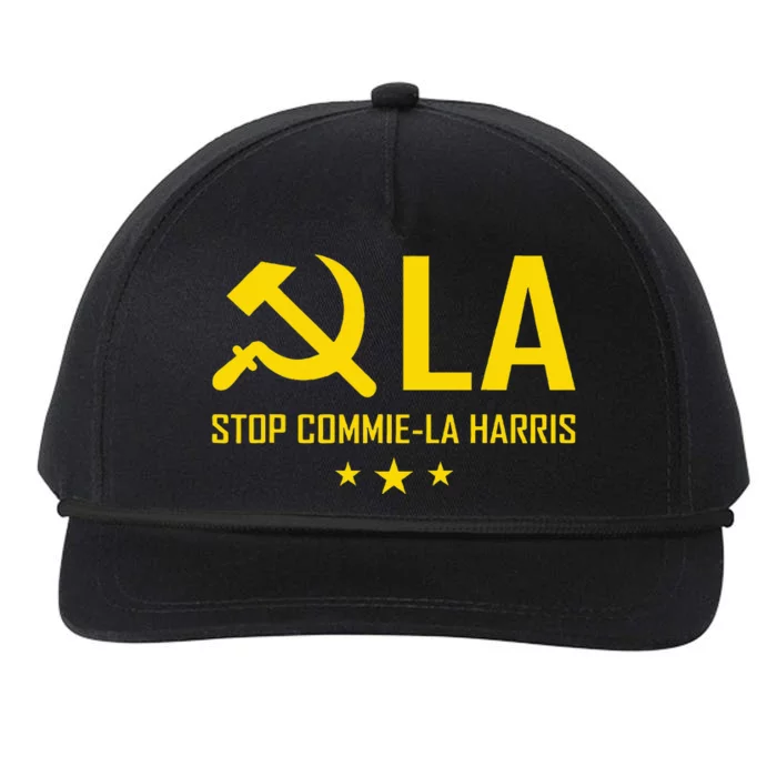 Commie La Stop Commie La Harris Stop Kamala Trump 2024 Snapback Five-Panel Rope Hat