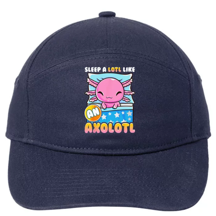 Cute Lazy Sleeping Axolotl Lover Nap Sleep 7-Panel Snapback Hat