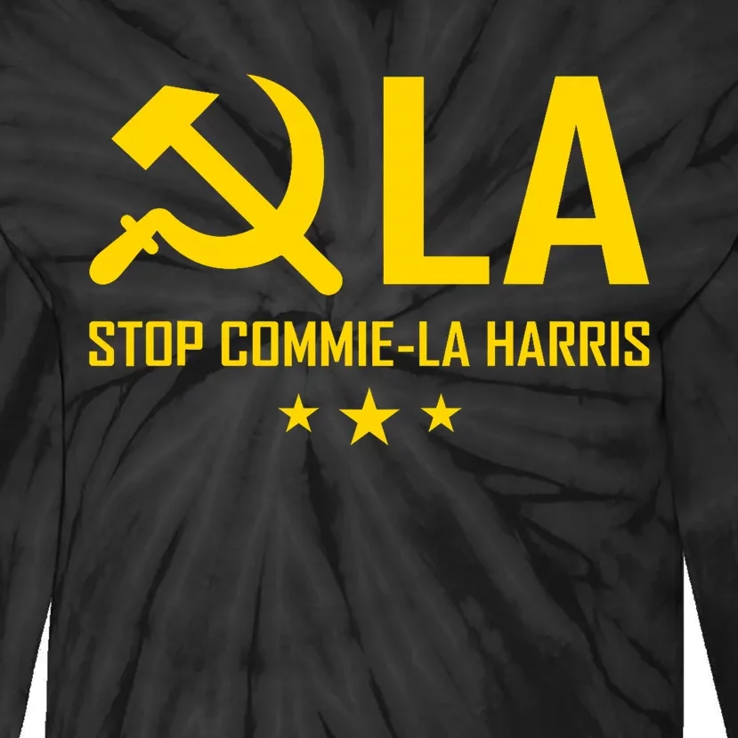 Commie La Stop Commie La Harris Stop Kamala Trump Vance 2024 Tie-Dye Long Sleeve Shirt