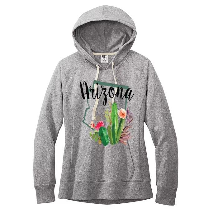 Cute Love State Of Arizona Blooming Cactus Flowers Gift Women's Fleece Hoodie