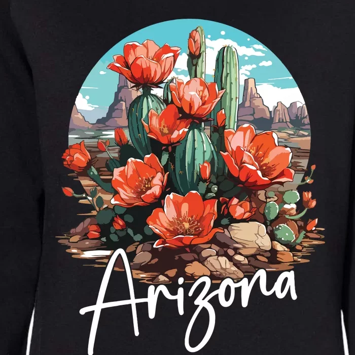 Cute Love State Of Arizona Blooming Cactus Flowers Womens California Wash Sweatshirt