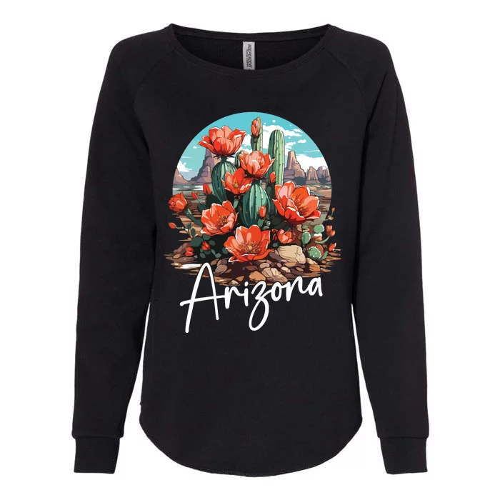 Cute Love State Of Arizona Blooming Cactus Flowers Womens California Wash Sweatshirt