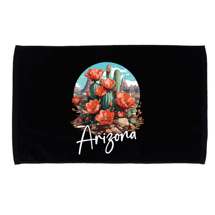 Cute Love State Of Arizona Blooming Cactus Flowers Microfiber Hand Towel