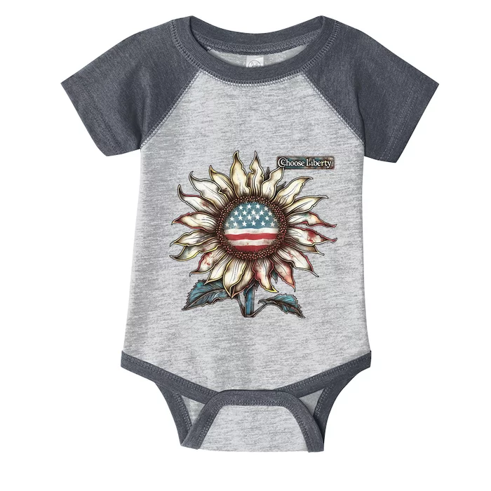 Choose Liberty Sunflower Patriotic Americana Freedom For All Infant Baby Jersey Bodysuit