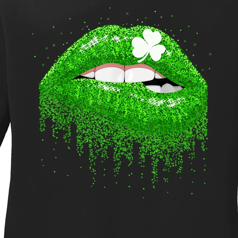 Clover Lips St.Patrick's Day Ladies Long Sleeve Shirt