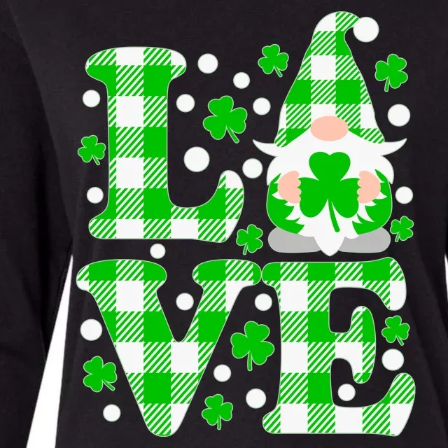 Cute Love St Patrick's Day Lucky Shamrock Gnome Womens Cotton Relaxed Long Sleeve T-Shirt