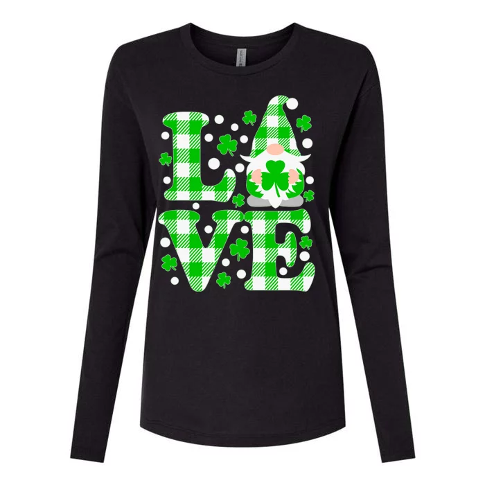 Cute Love St Patrick's Day Lucky Shamrock Gnome Womens Cotton Relaxed Long Sleeve T-Shirt