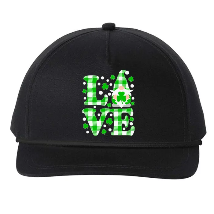 Cute Love St Patrick's Day Lucky Shamrock Gnome Snapback Five-Panel Rope Hat