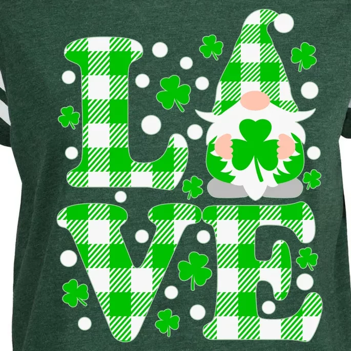 Cute Love St Patrick's Day Lucky Shamrock Gnome Enza Ladies Jersey Football T-Shirt