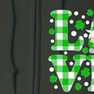 Cute Love St Patrick's Day Lucky Shamrock Gnome Full Zip Hoodie