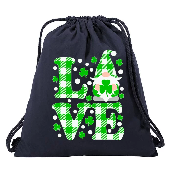 Cute Love St Patrick's Day Lucky Shamrock Gnome Drawstring Bag