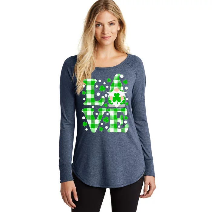 Cute Love St Patrick's Day Lucky Shamrock Gnome Women's Perfect Tri Tunic Long Sleeve Shirt