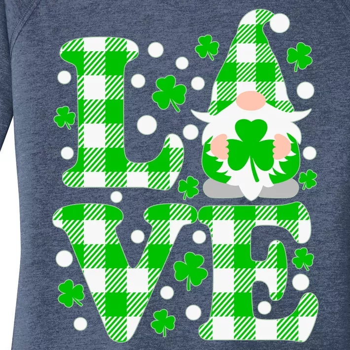 Cute Love St Patrick's Day Lucky Shamrock Gnome Women's Perfect Tri Tunic Long Sleeve Shirt