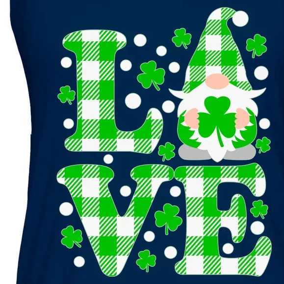 Cute Love St Patrick's Day Lucky Shamrock Gnome Ladies Essential Flowy Tank