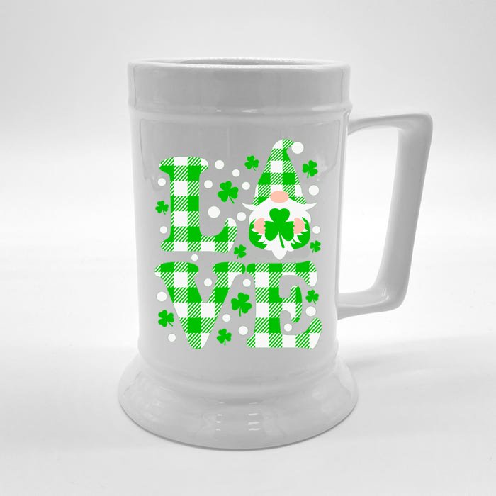 Cute Love St Patrick's Day Lucky Shamrock Gnome Front & Back Beer Stein