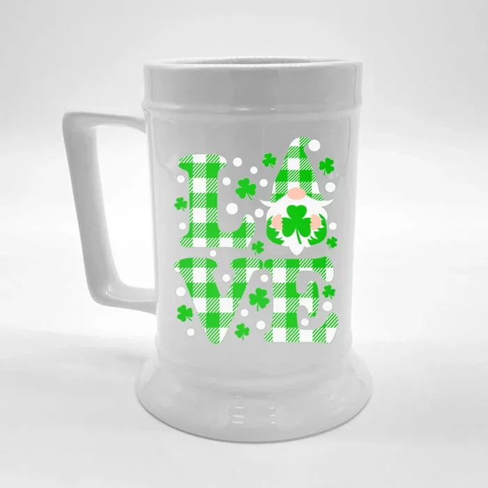 Cute Love St Patrick's Day Lucky Shamrock Gnome Front & Back Beer Stein