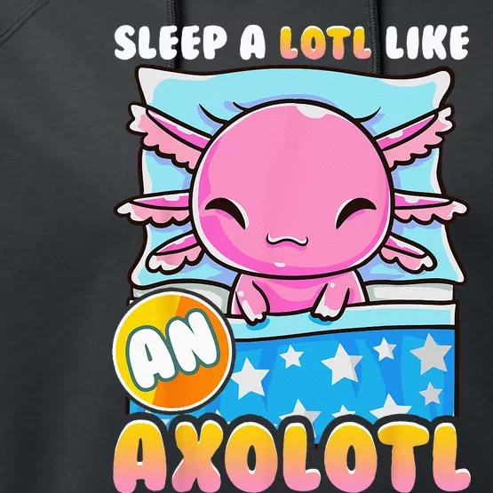 Cute Lazy Sleeping Axolotl Lover Nap Sleep Kids Girls Performance Fleece Hoodie