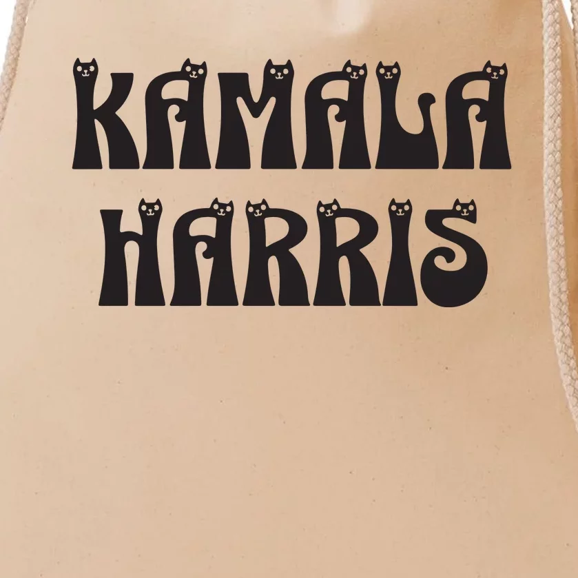 Cat Lettering Spelling Kamala Harris President Drawstring Bag