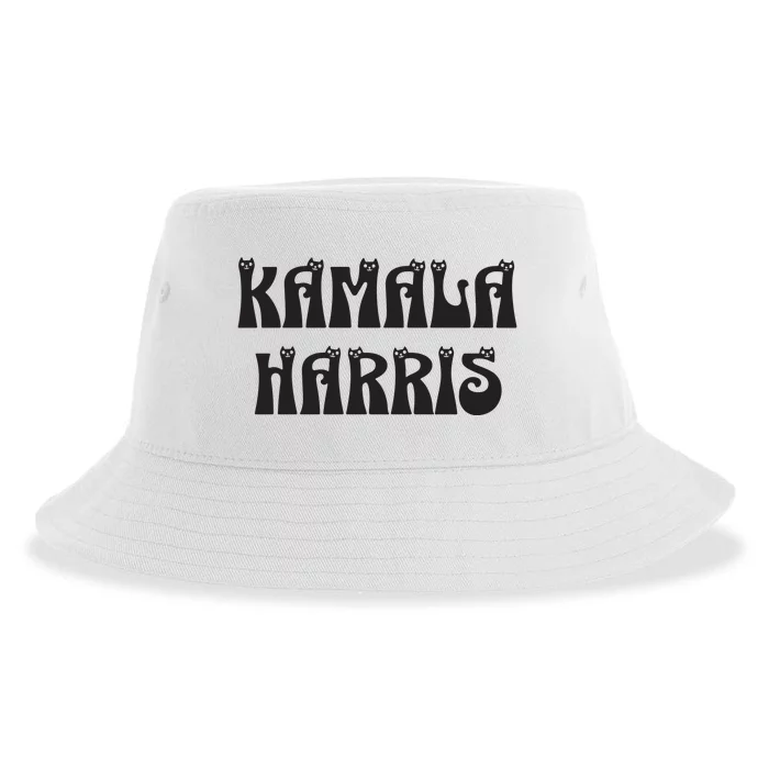 Cat Lettering Spelling Kamala Harris President Sustainable Bucket Hat