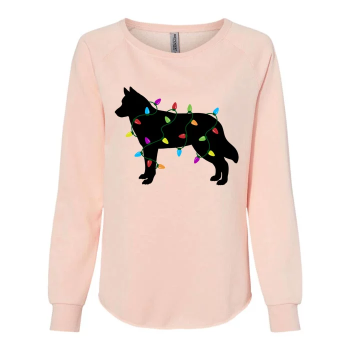 Christmas Lights Siberian Husky Dog Gift Funny Gift Womens California Wash Sweatshirt