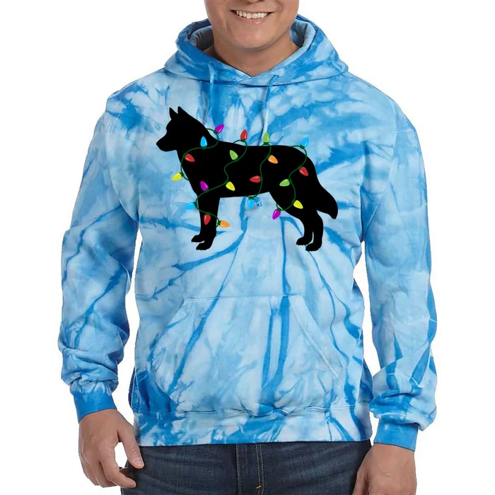 Christmas Lights Siberian Husky Dog Gift Funny Gift Tie Dye Hoodie