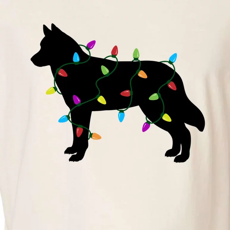 Christmas Lights Siberian Husky Dog Gift Funny Gift Garment-Dyed Women's Muscle Tee