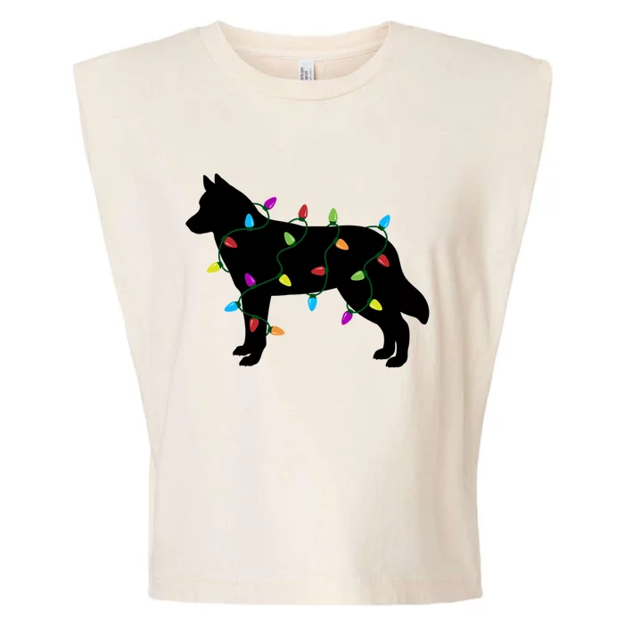 Christmas Lights Siberian Husky Dog Gift Funny Gift Garment-Dyed Women's Muscle Tee