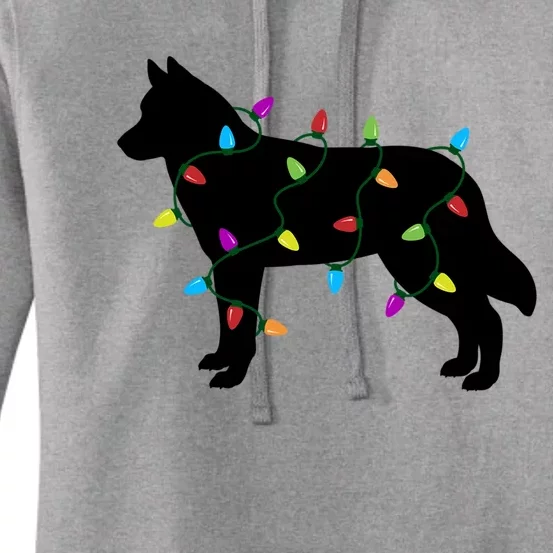 Christmas Lights Siberian Husky Dog Gift Funny Gift Women's Pullover Hoodie