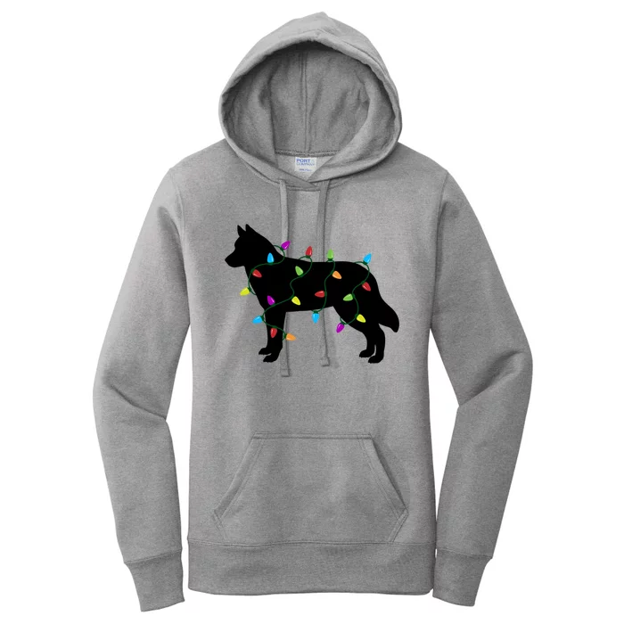 Christmas Lights Siberian Husky Dog Gift Funny Gift Women's Pullover Hoodie