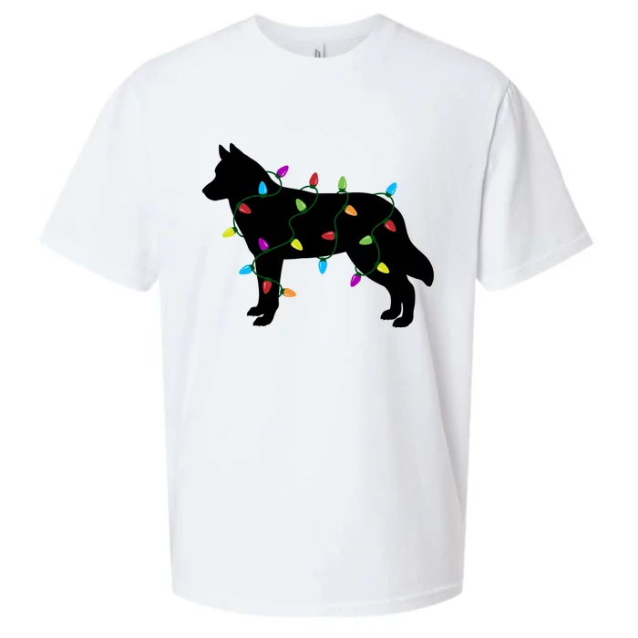 Christmas Lights Siberian Husky Dog Gift Funny Gift Sueded Cloud Jersey T-Shirt